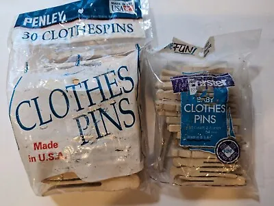 Vtg Penley & Forster Wood Slot Flat Clothespins Sealed Bags  3.50  2.50  • $25