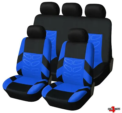 For Mini Cooper Bmw Blue Black Soft Fabric Front & Rear Car Seat Covers Full Set • £19.99