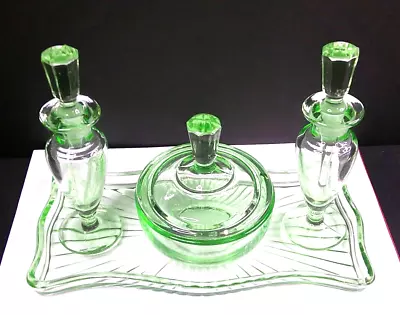 Vanity Dresser Set Tray Powder 2 Perfumes Glows Lightly Under Black Light • $99.75