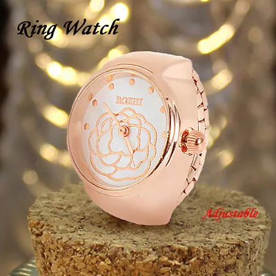 Women Finger Ring Watch Quartz Dial Analog Watch Creative Steel Cool Elastic • $5.16