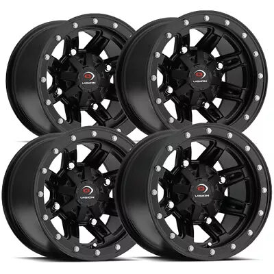 (Set Of 4) Vision UTV 550 12x7 4x115 +2.5mm Matte Black Wheels Rims 12  Inch • $367.96