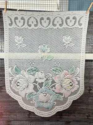 3 Vintage Pastel Floral Burnout Chenille Valance Half Curtain Cafe Panels *Sew* • $45