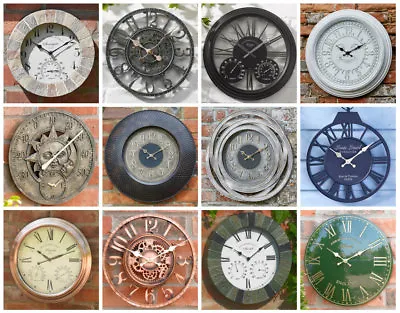 £19.59 • Buy Large Classic Round Face Indoor/Outdoor Garden Wall Clock Roman Numeral Sundial 
