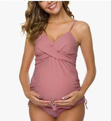 Ziola Women Two Piece Women's Maternity Swimsuit Retro Pink Size Medium • $12.90