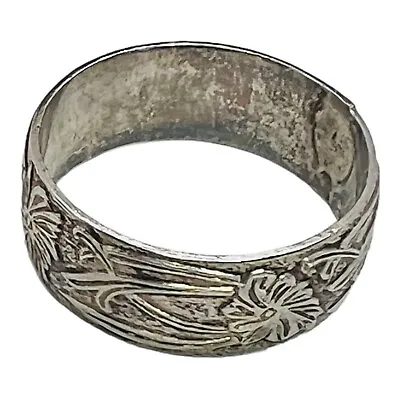 Silver Purity Ring Wedding Band Women Medieval Wedding Ring Silver Flower Ring • $48.95