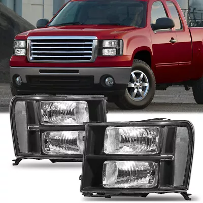 Pair Left & Right Headlights Front Lamps For 2007-2014 GMC Sierra 1500 2500 3500 • $66.89