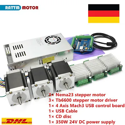 『EU』3 Axis USB Mach3 CNC Controller Nema23 Stepper Motor 270oz.in 76mm&3P Driver • £147.60