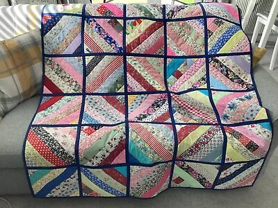 Handmade Modern Patchwork “string” Quilt/throw • £25