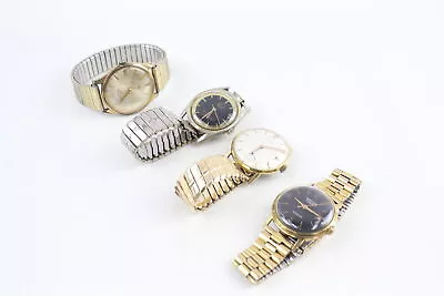 Men's Vintage Gold Tone WRISTWATCHES Hand-wind WORKING Inc. Rotary Etc. X 4 • $4.04