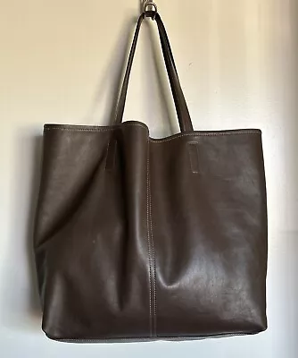 Vtg SAS Portrait Collection Brown Leather Tote Shopper Shoulder San Antonio USA • $75