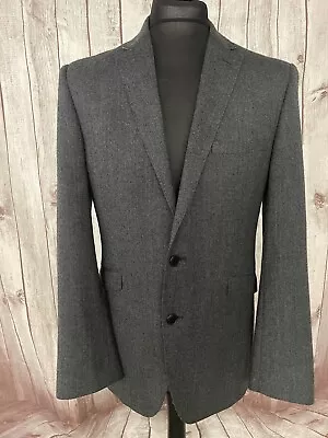 Holland Esquire Mens Tweed Wool Herringbone Jacket Blazer Grey 40” Chest - VGC • £42.90