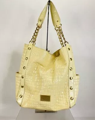 Michael Kors Beige Reptile Embossed Patent Leather Chain Link Tote • $16.50