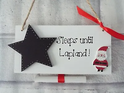Personalised Sleeps Until Lapland Sign Plaque Chalkboard Holiday Countdown Sign • £5.99