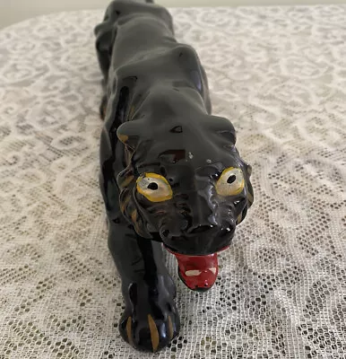 Vintage Black Crouching Ceramic Panther 17” Long • $22