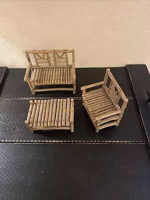 Vintage Doll Size Handmade Boho Style Stick Made Rustic Furniture Set OOAK • $11.50