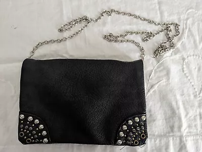 Mossimo Envelope Clutch Shoulder Crossbody Black Organizer Faux Snakeskin Chain • $0.99