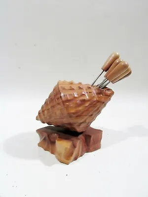 Midcentury TIKI Modern Conch Shell Holder With Cocktail Picks Hawaiian Hula • $27.99