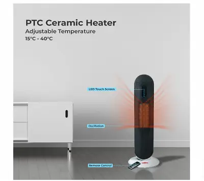 Sentik PTC Ceramic Heater Portable Oscillating Tower Space Heater 2000W • £27.99