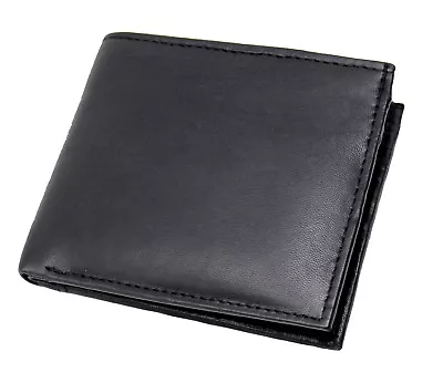 Mens Rfid Blocking Real Leather Slim Wallet With Id & Secure Zip Coin Pocket 121 • £6.99