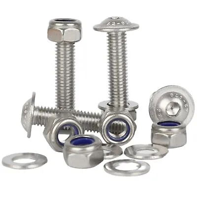 £39.82 • Buy Flanged Button Head Screws M3 M4 M5 M6 M8 & Nyloc Nuts & Washers Stainless Steel