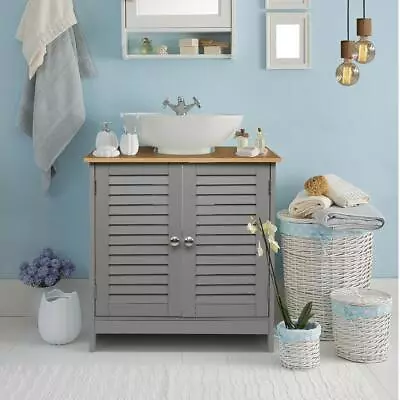 Under Sink Cabinet Bathroom Basin Unit Cupboard Storage Furniture Grey • £38.99