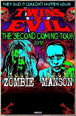 ROB ZOMBIE | MARILYN MANSON Twins Of Evil Tour 2018 Ltd Ed New RARE Poster! • $39.99