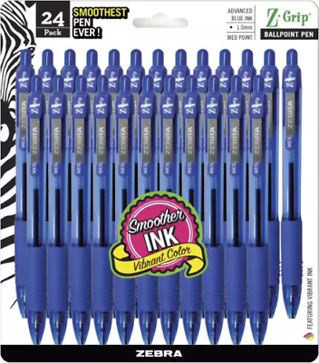 *BEST* Zebra Pen Z-Grip Retractable Ballpoint Pen Medium Point 1.0Mm Blue Ink • $13.49