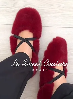 Zara Woman Nwt Ss24 Faux Fur Ballet Flats Red All Sizes 3588/310 • $62