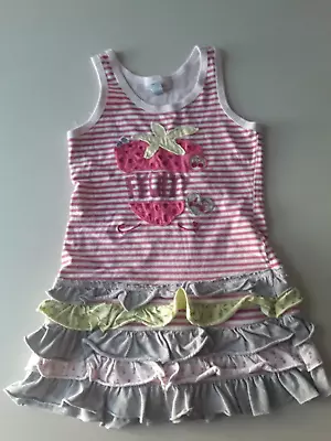 Naartjie Toddlers Girls Sz 5 Strawberry Summer Tank Dress Striped Pink Cotton • $9.95