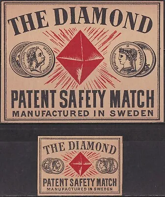 Old Matchbox Labels Sweden The Diamond PACKET & BOX SIZE • $3.39