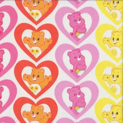 Care Bears In Love Hearts On White Girls Kids Licensed Quilting Fabric 1/2 Metre • $15.95