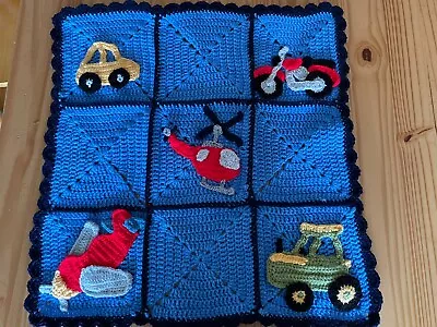 Handmade Vehicle Baby Blanket Car Helicopter Tractor Aeroplane Motorbike  • £35