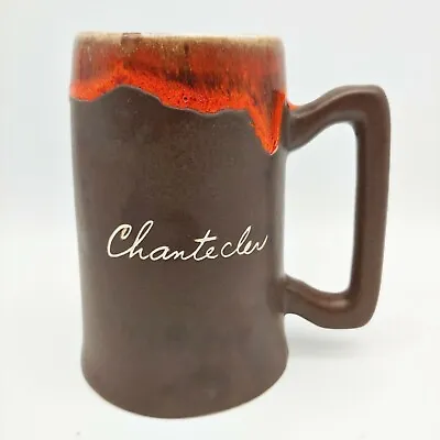 Vtg Brown & Orange Drip Glaze Beer Coffee Mug - 16oz Large Handle - Chantecler • $11.52