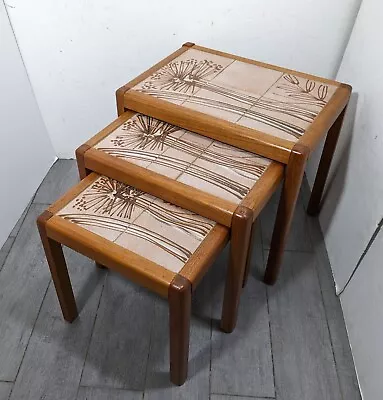 Vintage Toften Set Of 3 Mid Century Danish Modern Teak Wood Nesting Tile Tables • $630