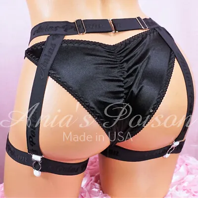 Ania's Strappy Metal Clip Sissy Maid White Black Pink Garter Suspender Belt • $19.79
