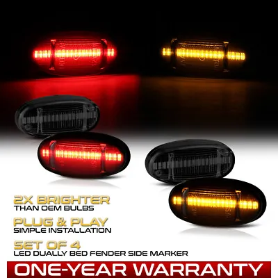 Smoked 4PC Amber Red LED Fender Side Marker Lamp For 11-22 Ford F350 F450 Dually • $17.99