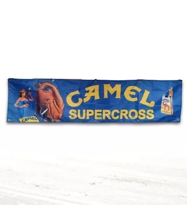 2ft X 8ft - Vintage Motocross Banner Flag Wall Sign - Camel Supercross Racing • $35