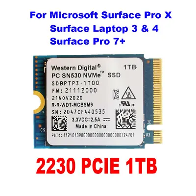 £179.58 • Buy M.2 2230 1TB SSD NVMe PCIe WD PC SN530 For Microsoft Surface Pro 7+ 8 Steam Deck