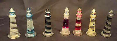 Spun Glass Mini Lighthouses - Set Of 7 • $14.99