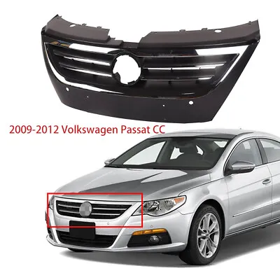 Front Bumper Upper Grille Black W/Chrome Trim For 09-12 VW Volkswagen Passat CC • $110.90