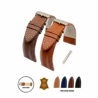 Handmade Real Leather Handmade Watch Strap Band Black Brown Tan Navy Blue16-24mm • £4.99