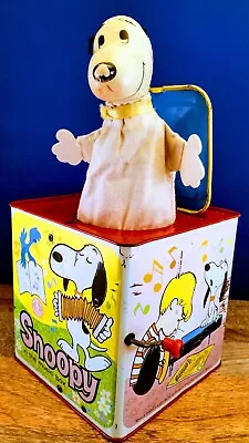 Snoopy The Peanuts Jack In The Metal Music Box Mattel 1966 Charlie Brown Toy • $18.99