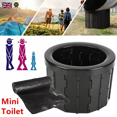 Folding Portable Travel Toilet Urinal Mobile Seat Outdoor Camping Caravan Car WC • £14.99