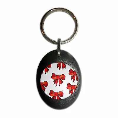 £3.99 • Buy Bow Pattern - Plastic Oval Key Ring Colour Choice New