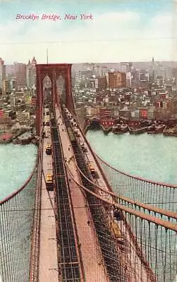 Brooklyn Bridge Aerial Promenade Trolley Wharf Skyline  New York NYC  VTG P93 • $4.47