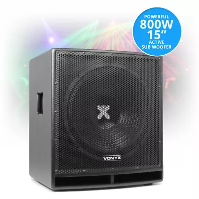 SWP15 15  Inch Active Powered Subwoofer Bass Bin Stage Club DJ PA Speaker 800W • £329