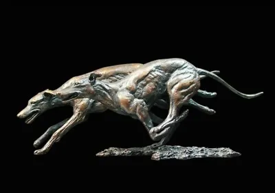 £295 • Buy Greyhound Dogs Bronze Foundry Cast Sculpture By Keith Sherwin [973]