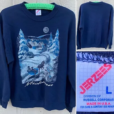  Vintage Michigan Winter Theme Graphic Sweatshirt C The T-Shirt People Size L  • $58.50