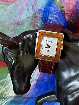 Rare Vintage GUCCI Vermeil Enamel Wrist Watch Vintage  1970s Mechanical Jewelry • $589.99