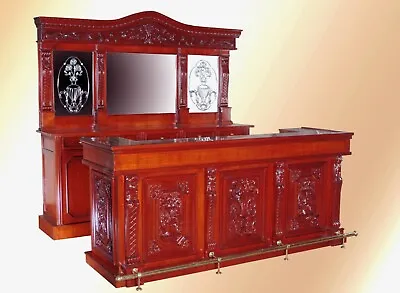 8ft Maple Home Bar – Mahogany Finish & A Marble Top - Bar 280 • $8380